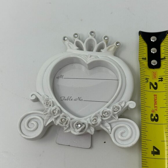 Crown Place Card Holders Heart Design Set Of 4 White Wedding Elegant Tea Party - Picture 7 of 14